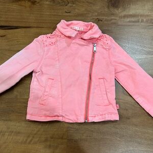 Billieblush Pink Girls' Asymmetrical Zip Jean Jacket